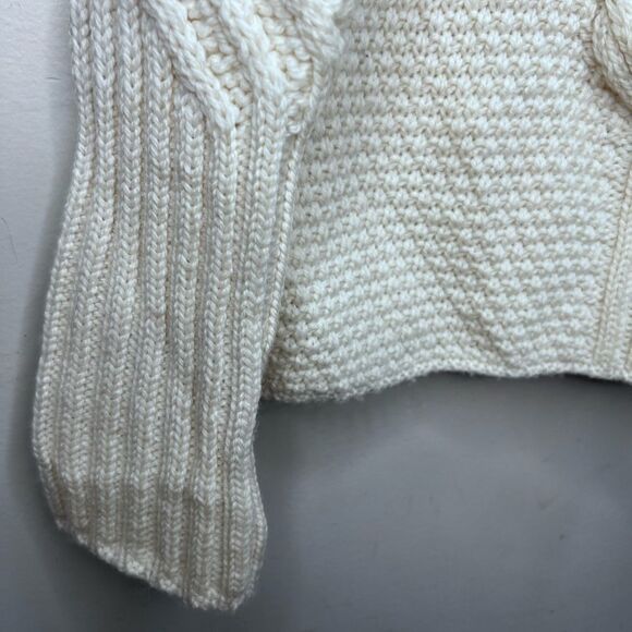 Aran Cream Cable Knit Cardigan Sweater Size Medium - Picture 5 of 10